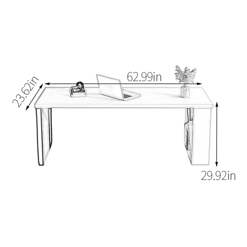 Bureau durable en bois massif multi-couches, H 29,92 po x l 62,99 po x P 23,62 po