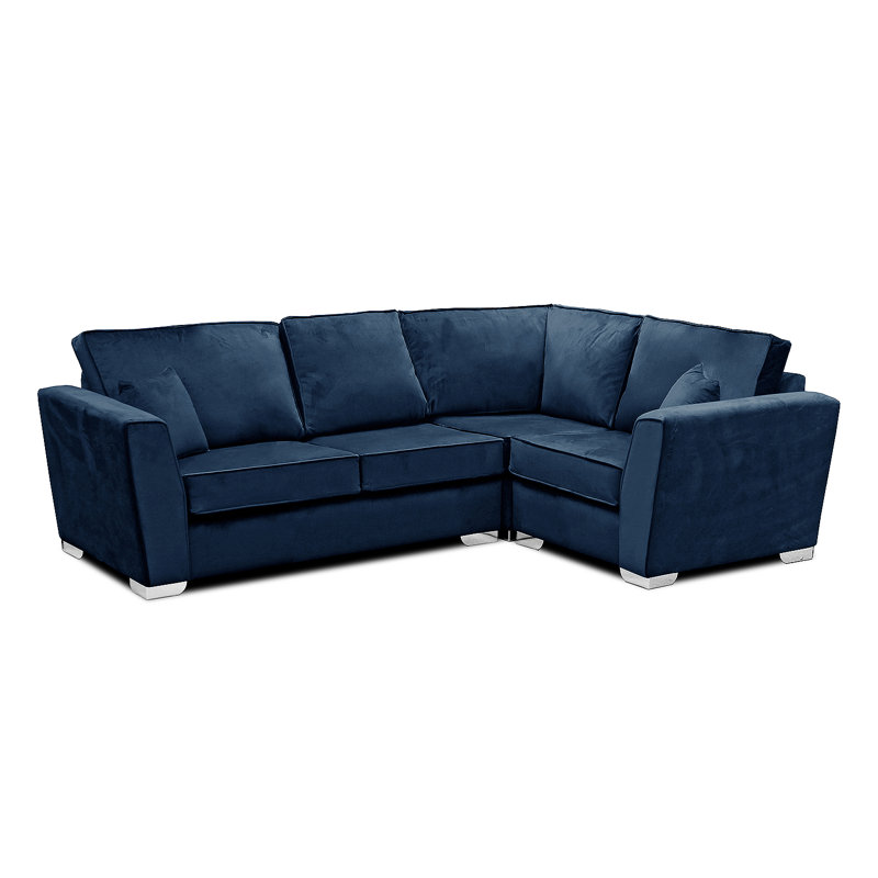 Quade 4 Seater Velvet Corner Sofa , Navy, Right Hand Facing