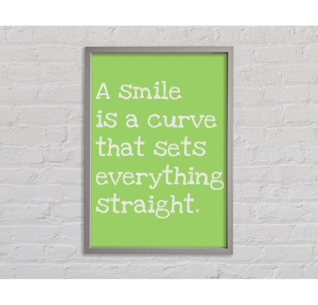 Smile Is A Curve Lime Green - Einzelner Bilderrahmen Typografie auf Leinwand