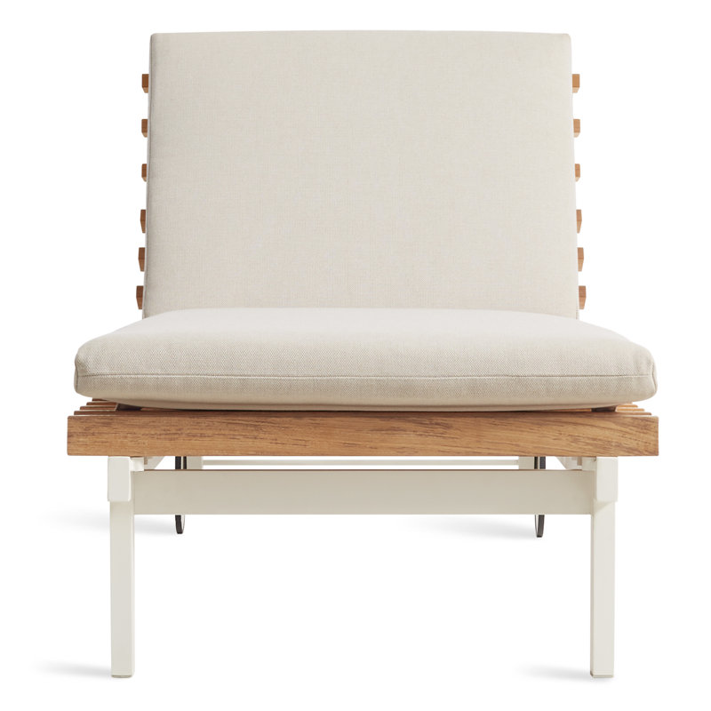Perch Outdoor Teak Chaise Lounge, Sunbrella Linen, White