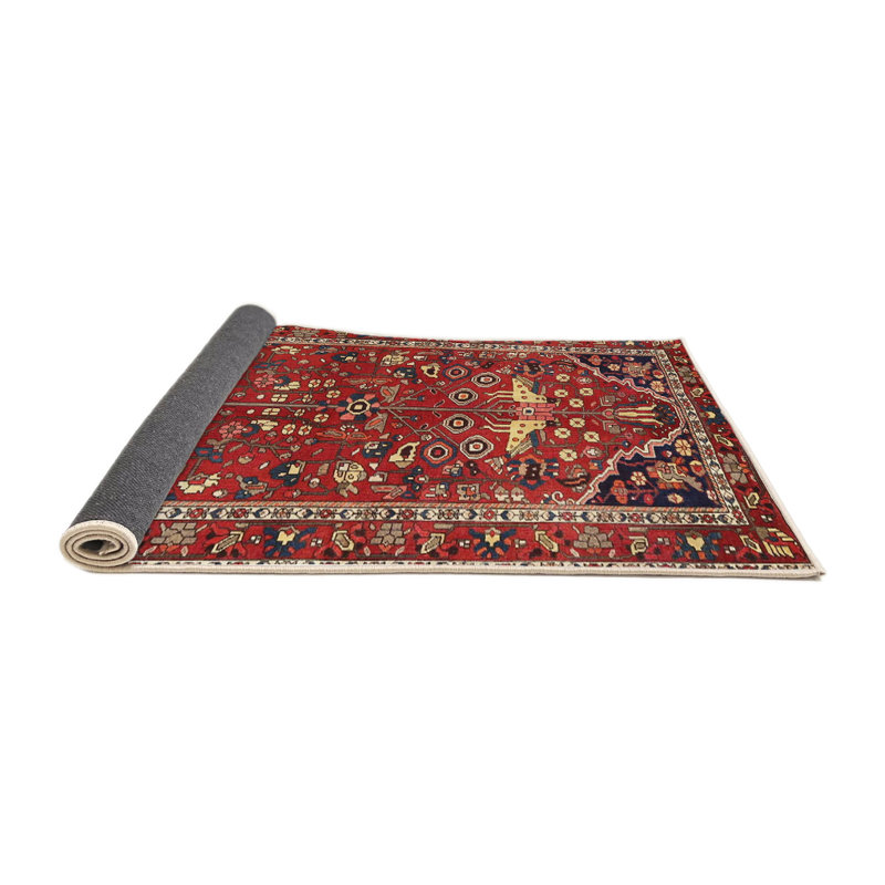 Tapis traditionnel rouge / noir, Rond 5 pi