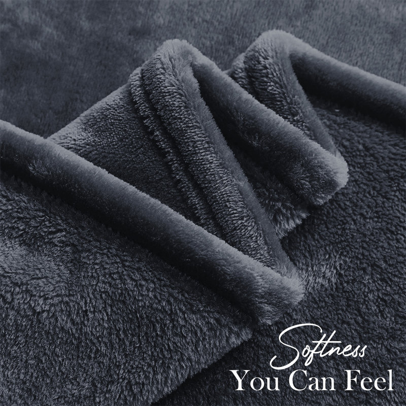 Faux Fur Reversible Fleece Throw Blanket – Soft & Cozy, Kingsize (5'), Grey
