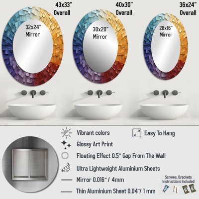 Minimalism Colors In Harmony IV - Rainbow Large Wall Mirror, Beige Decorative Mirror, Printed Metal Art