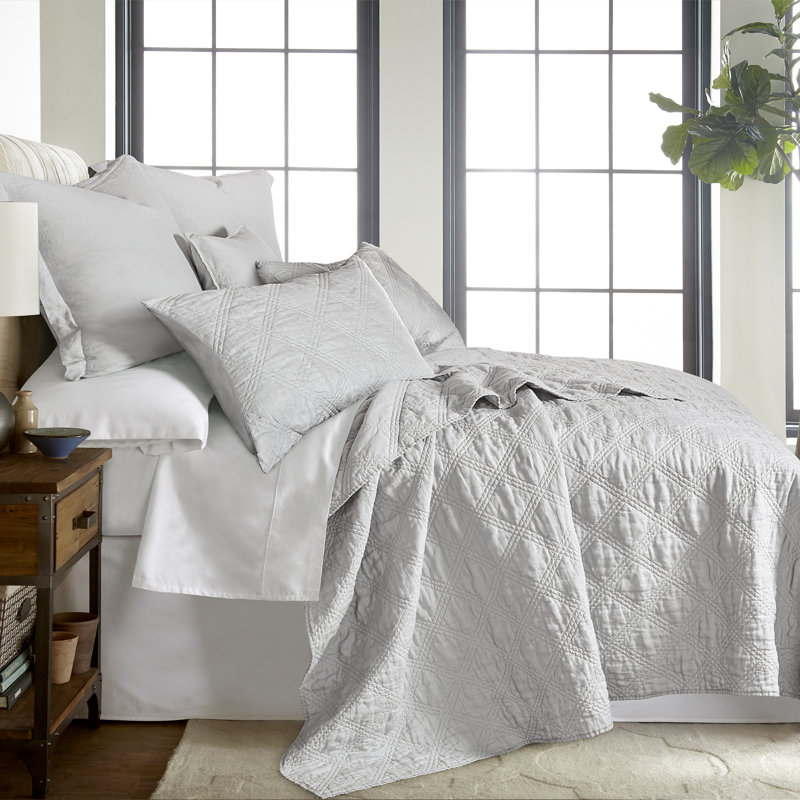 Washed Linen Light Grey King Quilt