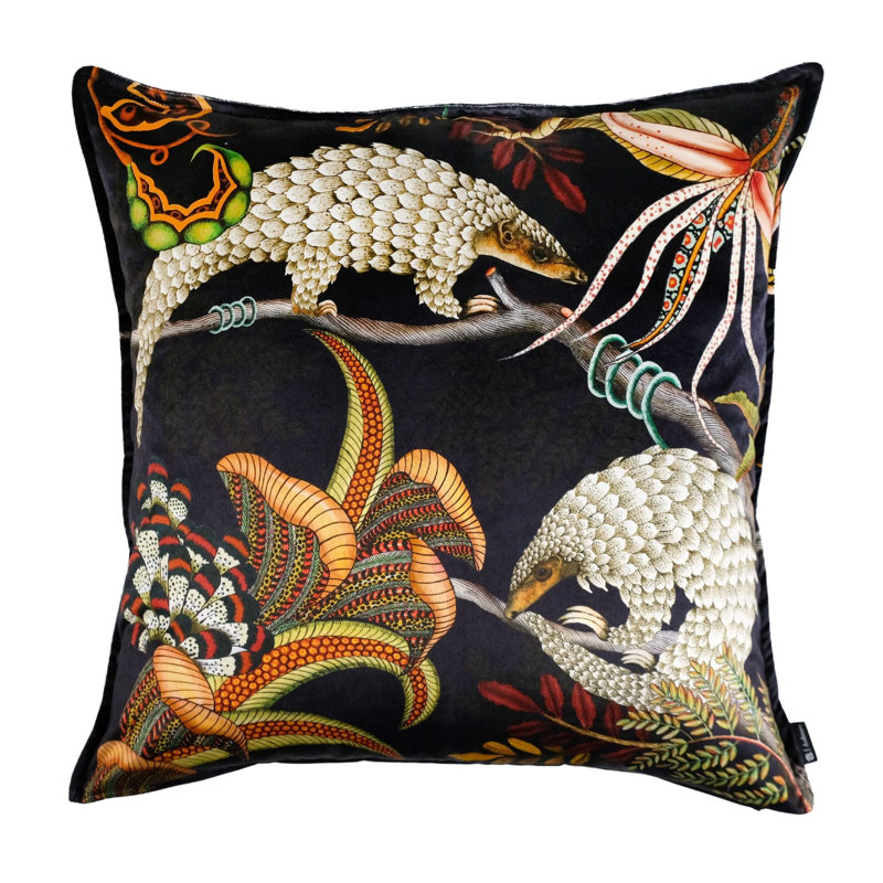 Thanda Square Pillow Cover & Insert, 24" x 24", Black