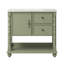 Meuble-lavabo simple 36 po avec lavabo en céramique intégré, tiroir, armoire, tablette ouverte et pieds en bois massif-874921730
