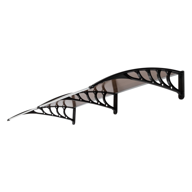 Door Wndow Awning Rain Cover Eaves, Brown/Black, 10" H x 77" W x 38" D