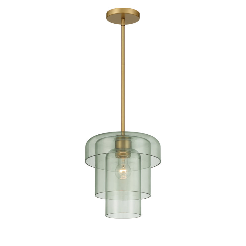Luminaire suspendu 1 lumière Velique, Vert, Laiton