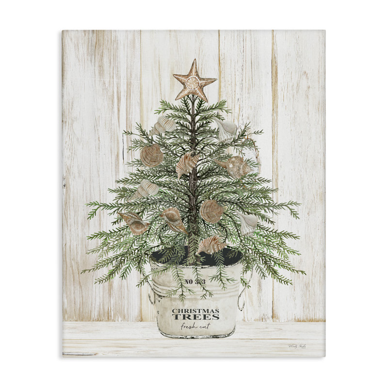 «Rustic Seashell Christmas Tree», art mural sur toile par Cindy Jacobs, H 48 po x l 36 po x P 1,5 po