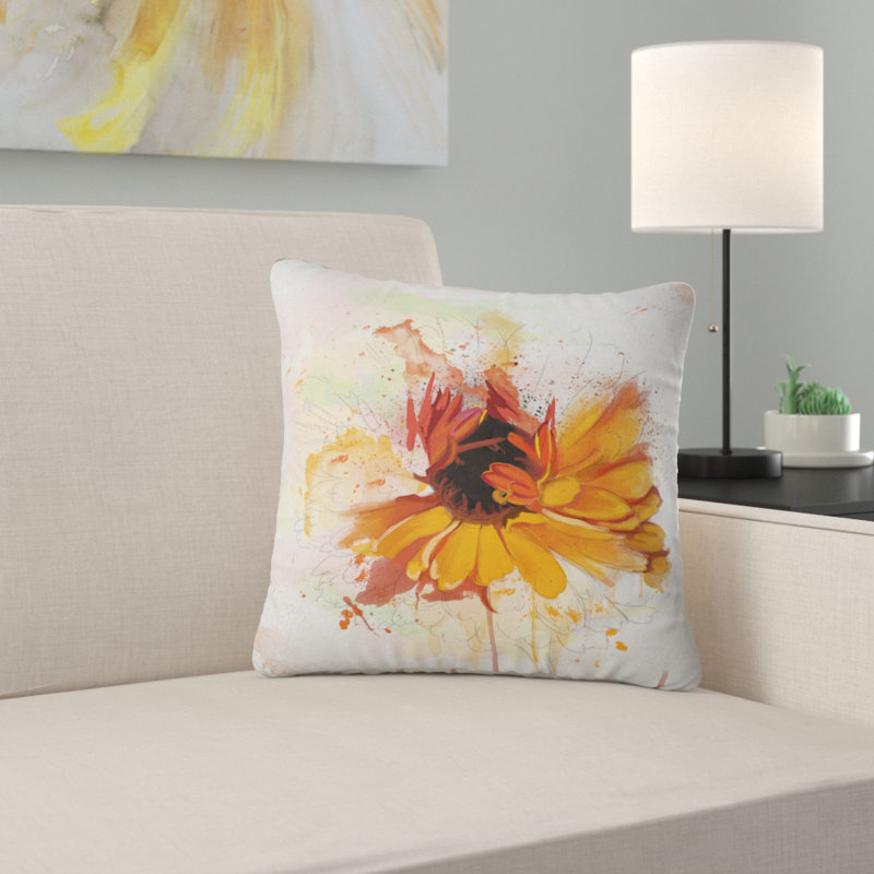 Coussin décoratif floral avec coussins de peinture, 16 po x 1 po, Coussin décoratif