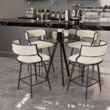 Bar Height Set, Tempered Glass Round Dining Table And Height Bar Stools