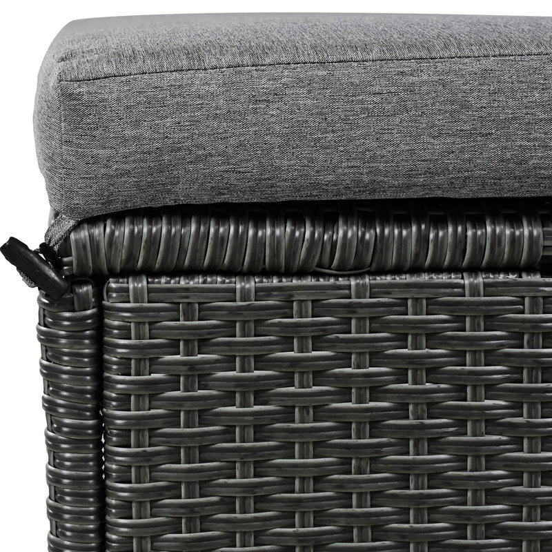 Ensemble de conversation modulaire en rotin 5 pièces avec coussins Modern, Brun, Gris