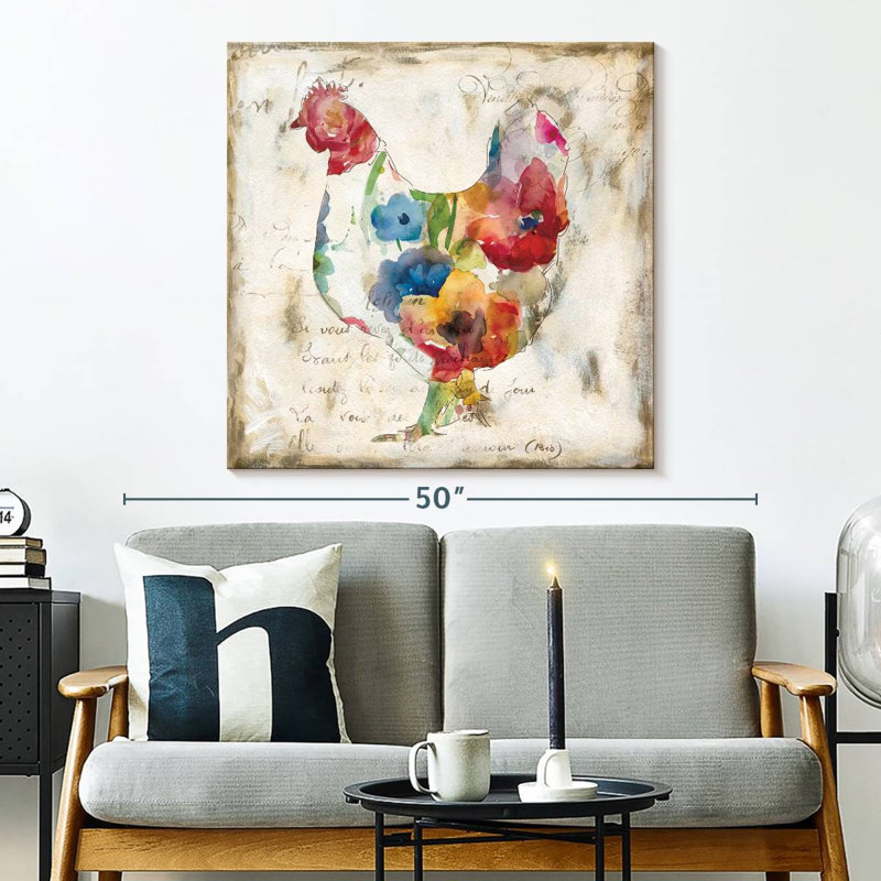 Crowle Flowered Hen, 33" H x 33" W