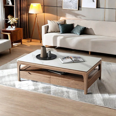 Solid Wood and Slab Coffee Table