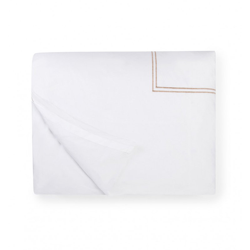 Grande Hotel Percale Duvet Cover, White/Taupe, Twin Duvet Cover