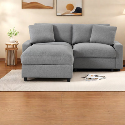 Canapés modulaires peu encombrants en polyester gris avec repose-pieds de rangement pour les maisons modernes