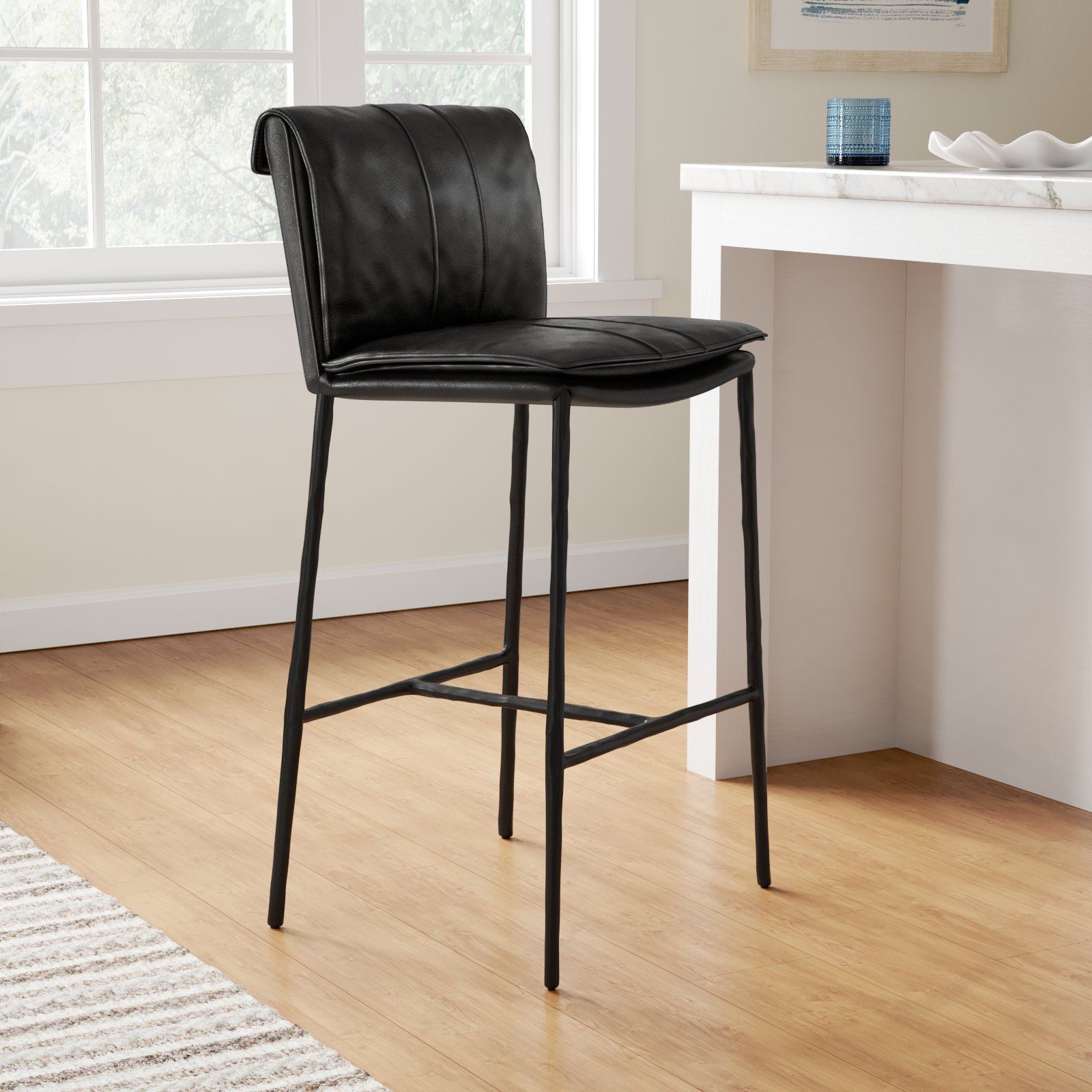 Mayer Bar Stool, Bar Stool (31" Seat Height), Black