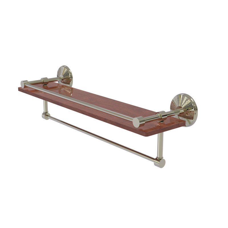 Tilney Bracket Shelf with Towel Bar, Polished Nickel, 5" H x 22" W x 5" D