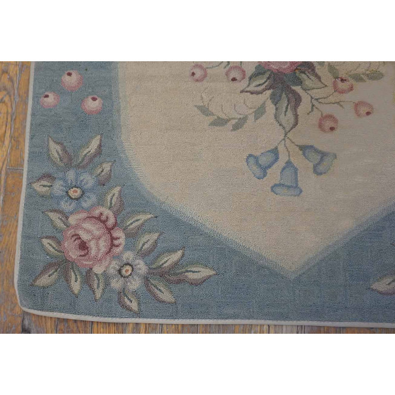 Antique American Hooked Canada Ivory 1935 Rug
