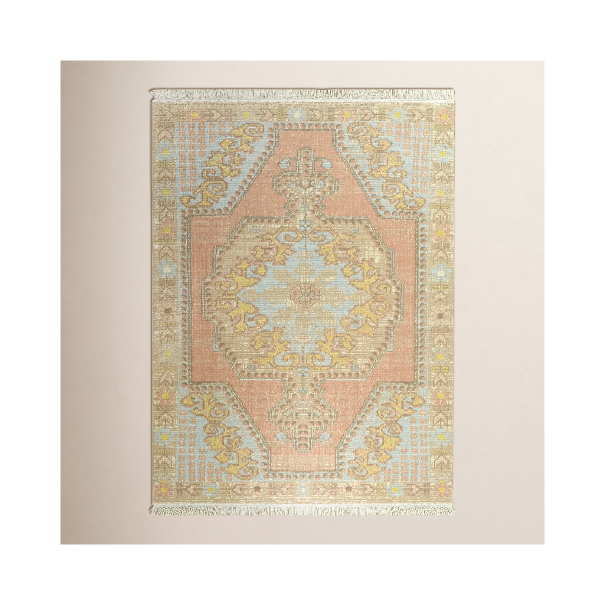Alan Light Blue Recycled Fibers Rug, Rectangle 5'3" x 7'