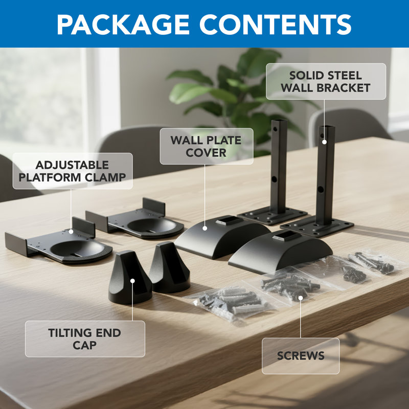 Mount-It! Speaker Wall Mounts, Pair of Universal Side Clamping Bookshelf Speaker Mounting Brackets