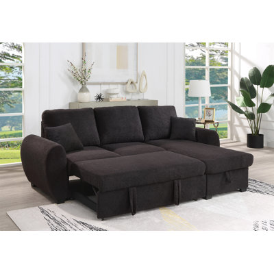 Canapé-lit modulaire réversible en molleton noir Teddy Vera95