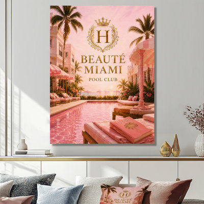 Club de piscine de Miami - Décoration murale glamour sur toile
