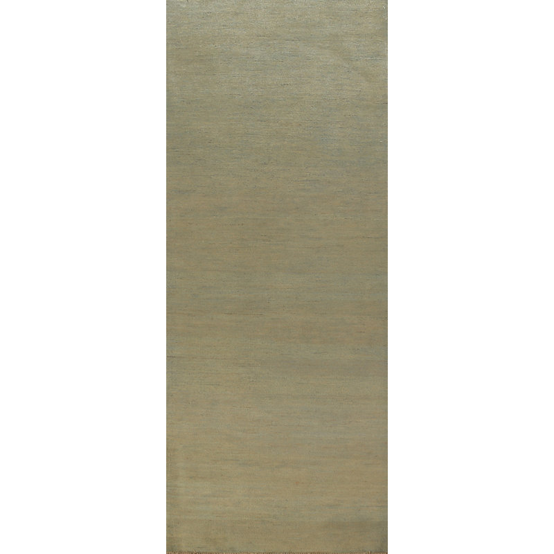 Green Gabbeh Modern Runner Rug 3x10