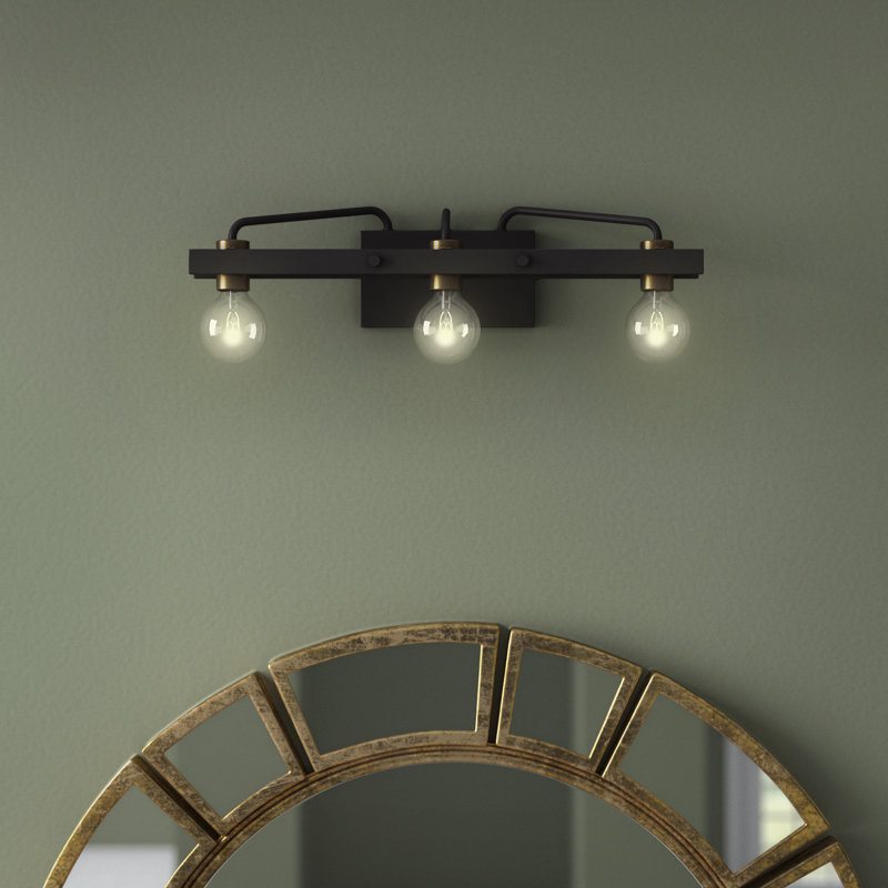 Barre de salle de bain à 3 lumières à intensité variable noire / dorée Witzel