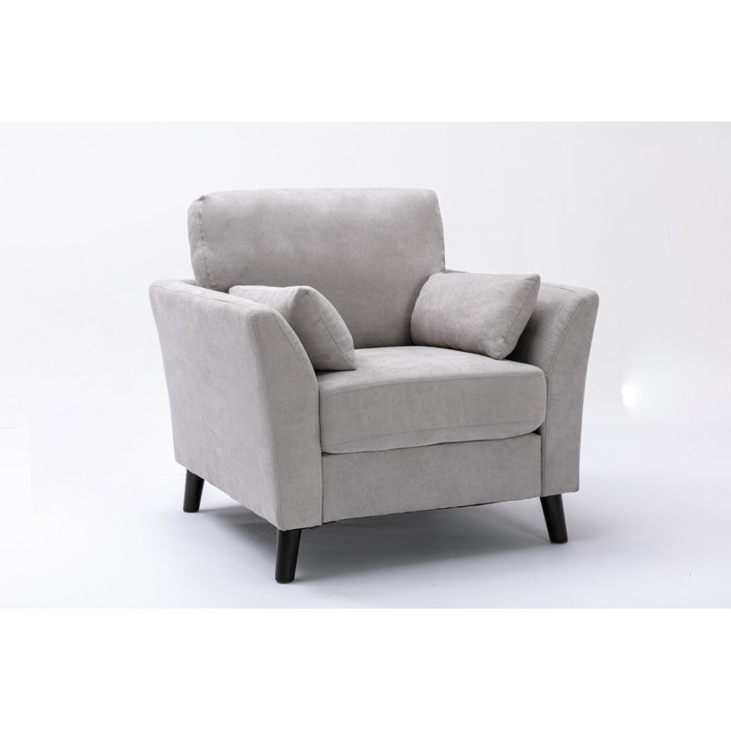Ellamae Woven Fabric Chair, Light Gray Velvet