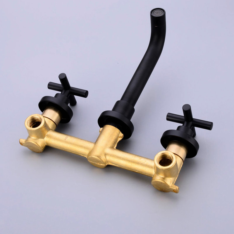 Wall Mounted Faucet Bathroom Sink - Gold Finish, Pop-Up Drainage System, Easy Water Control For Temperature Control, Drain Mechanism, Stainless Steel Finish