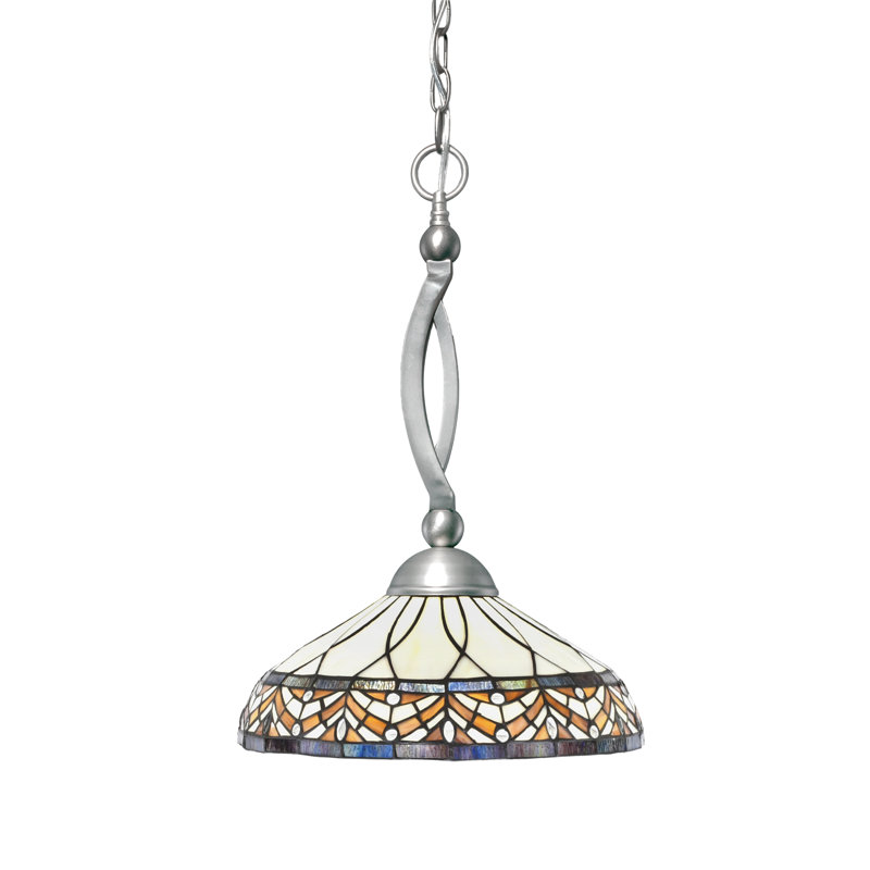 Bow Chain Hung Pendant Glass, Brushed Nickel, 20", Royal Merlot Tiffany