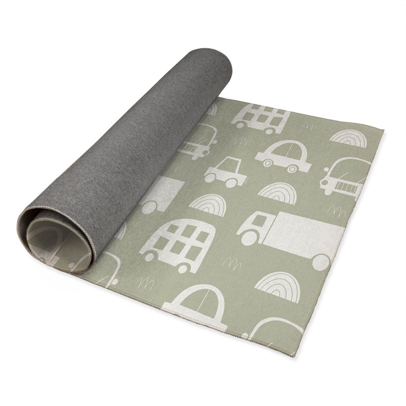 Traffic Kids Play Mat, Light Green, Rectangle 4' x 6'