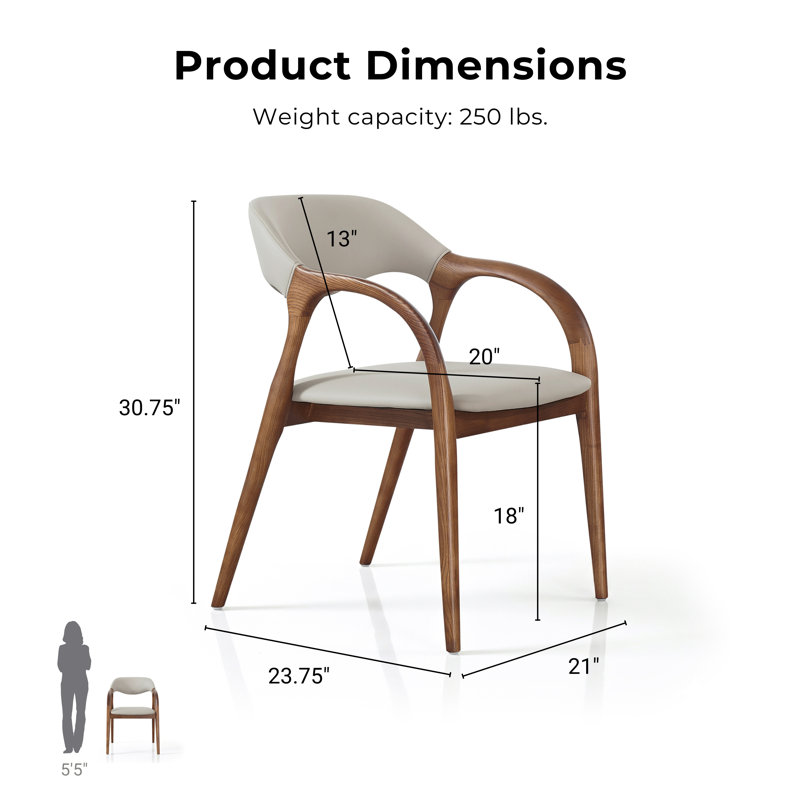 Chaise avec accoudoirs de salle à manger en bois massif Premier