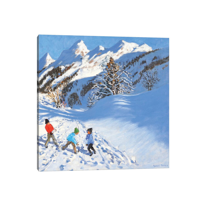 Snowballing, La Clusaz, France by Andrew Macara - Wrapped Canvas Painting, 45.72 cm H x 45.72 cm W x 1.91 cm D