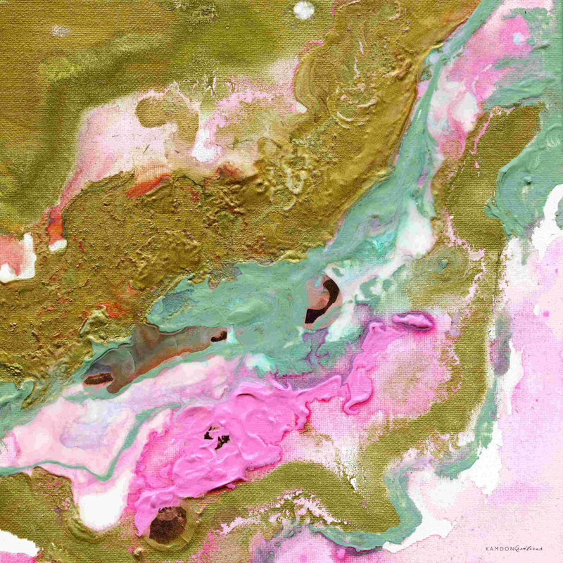 Abstrait or rose 2885962, H 12 po x l 12 po