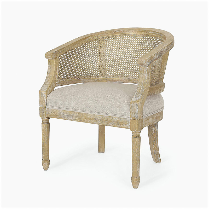 Chaise décorative en bois d'hévéa beige naturel