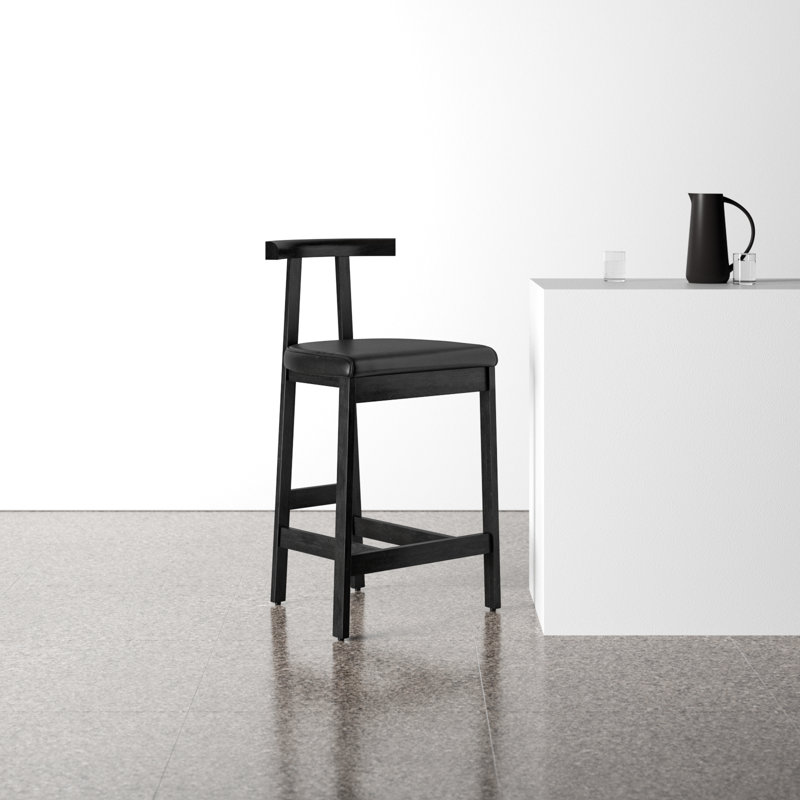 Seville Leather Bar & Counter Stool, Black, Counter Stool (26” Seat Height)