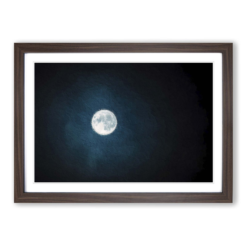The Full Moon at Midnight - Picture Frame Painting Print on MDF, Walnut Framed, 48cm H x 65cm W x 2cm D