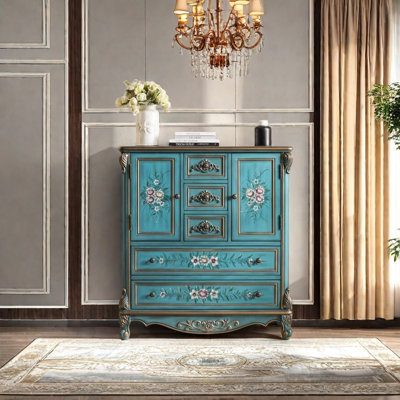 Retro multi-functional painted accent cabinet