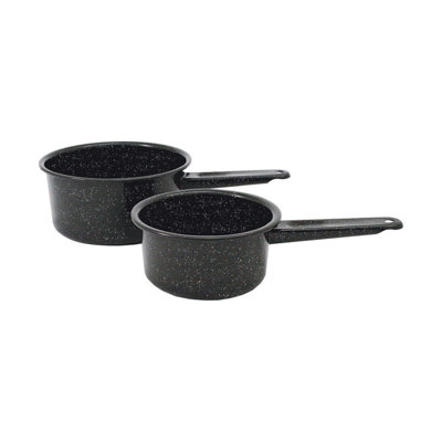 A Granite Ware enamel-on-steel saucier listed at $25.99 by a US home retailer in September 2026