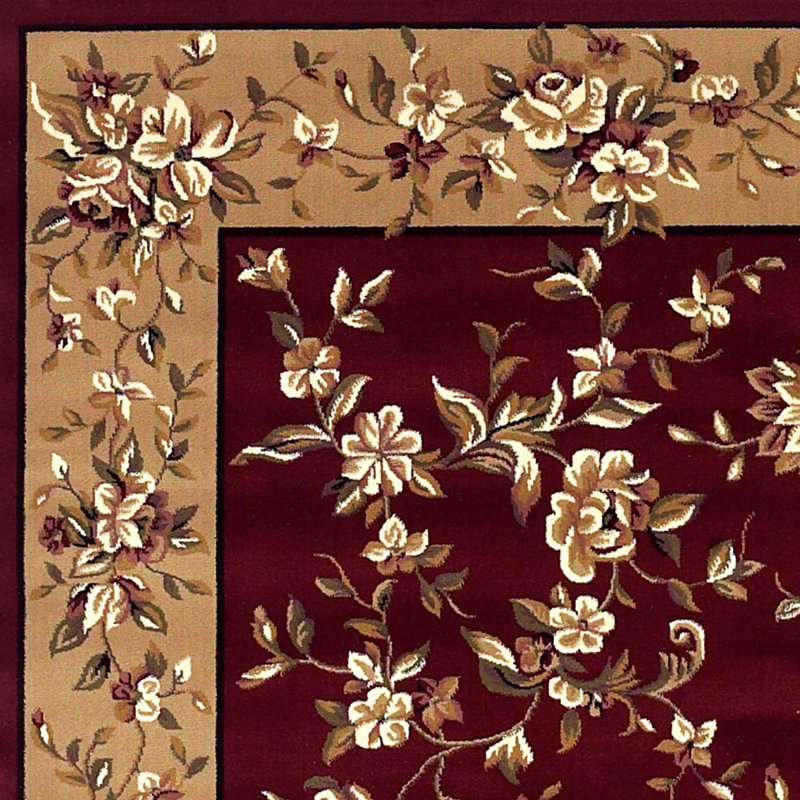 Tapis rouge / beige Faizan, Rectangle 3 pi 3 po x 4 pi 9 po