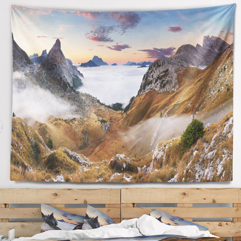 Paysage avec magnifique tapisserie panoramique d'été, H 50 po x l 60 po