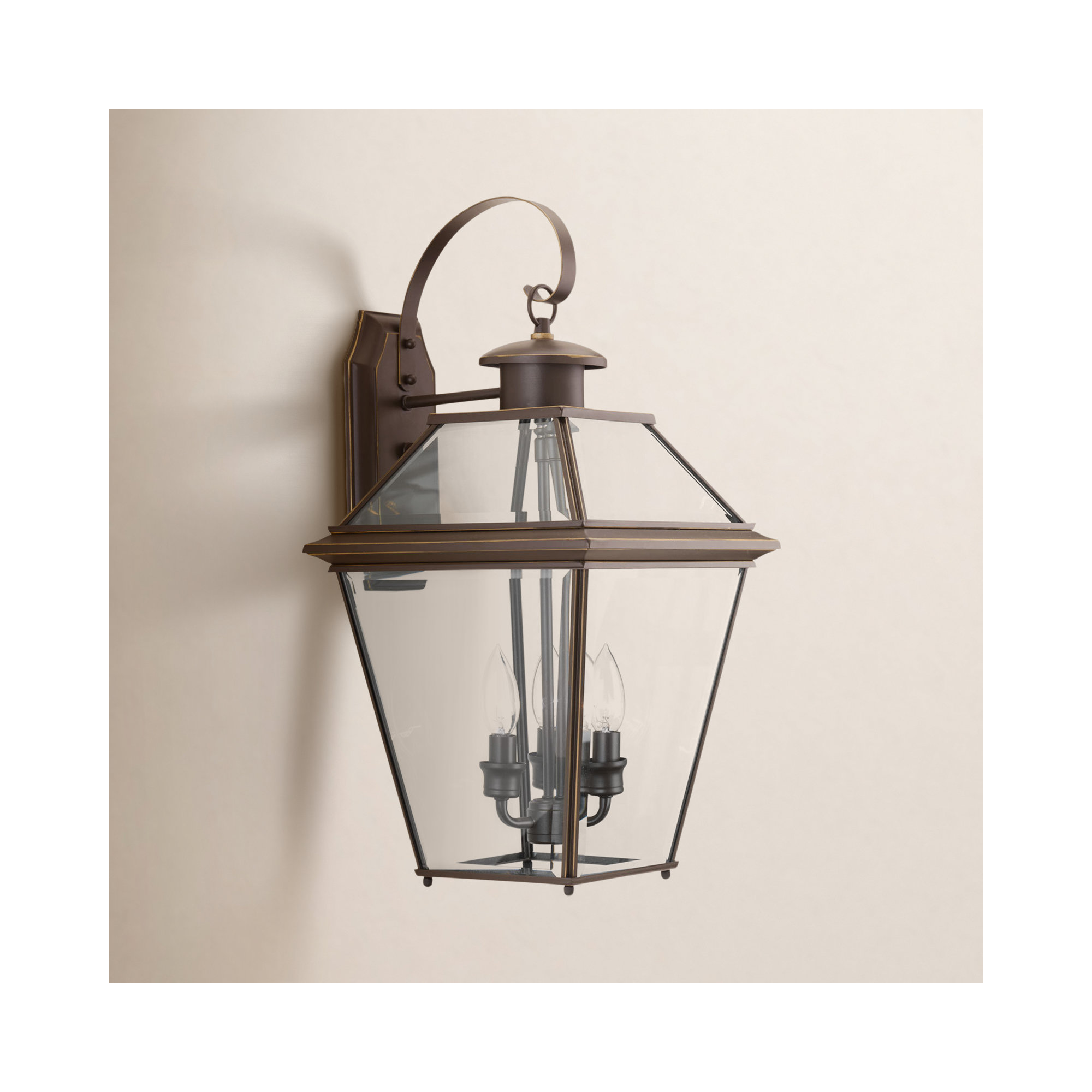 Calais 3 Light Empire Outdoor Wall Light, Antique Bronze