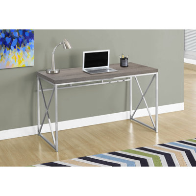 Table d'ordinateur en stratifié taupe pour petits espaces - Design contemporain avec piètement en métal, 117,4 cm L x 60,5 cm l x 76,2 cm H - Desk And Design