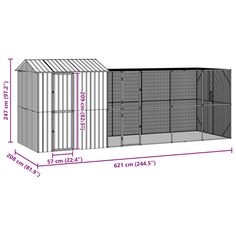 247cm Galvanised Steel Floor Bird Cage