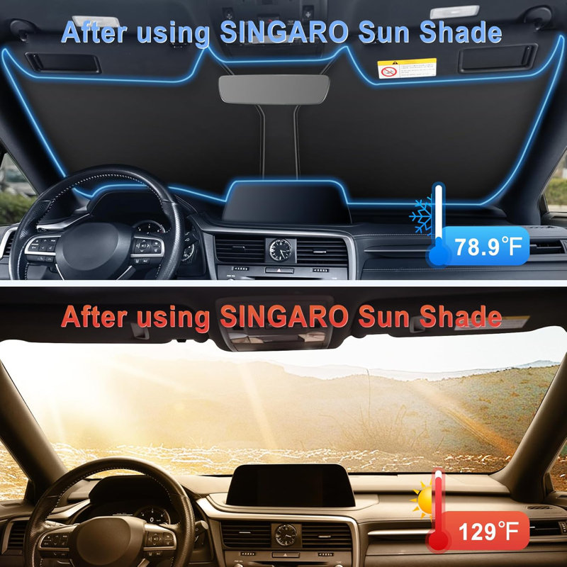 Universal Car Windshield Sun Shade, Foldable Reflective For Windshield & Window Shades With Overlapping Design, Car Interior Accessories