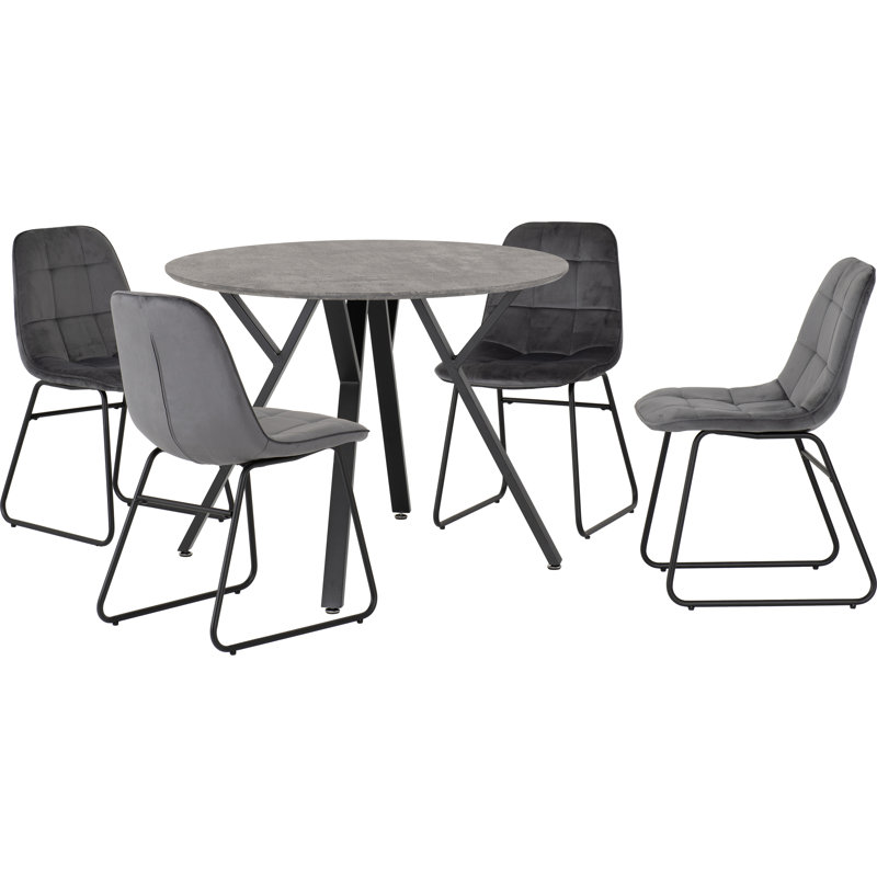 Cajigas 4 - Person Dining Set, Grey Velvet