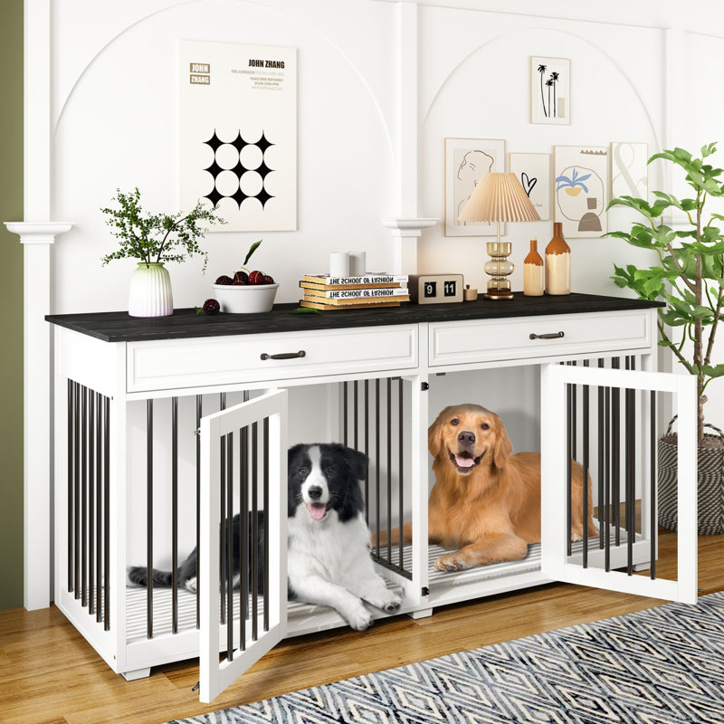 Dorien Furniture Style Crate with 2 Doors, 33.6" H x 72.4" W x 23.6" D, Tiger Skin/Tiger Skin