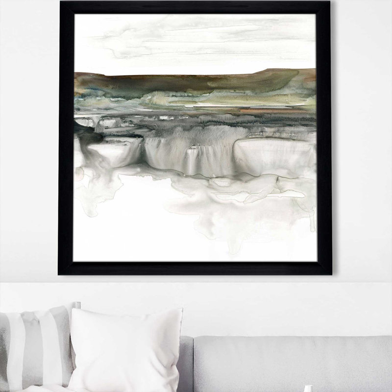 «River Flow I» par Carol Robinson - Peinture, H 25,5 po x l 25,5 po x P 1 po, Cadre noir